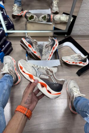Mizuno Wave Stratos Off White Laranja Atacado
